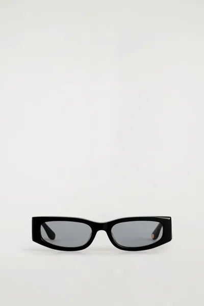 Cos Slim Rectangular Sunglasses In Black