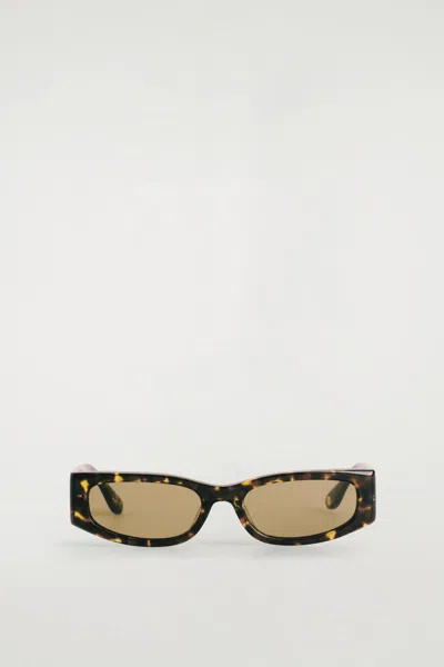Cos Slim Rectangular Sunglasses In Brown