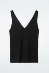 Cos Slim Ribbed Cashmere Tank Top In Black