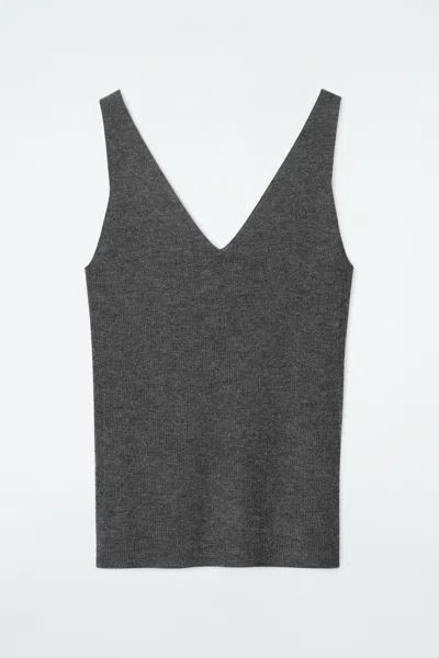 Cos Slim Ribbed Cashmere Tank Top In Grey