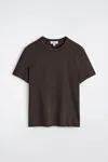 Cos Slim Ribbed Cotton T-shirt In Brown