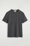 Cos Slim Ribbed Cotton T-shirt In Gray