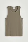 Cos Slim Ribbed Cotton Tank Top In Green