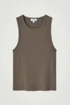 Cos Slim Ribbed Cotton Tank Top In Beige