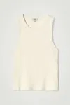 Cos Slim Ribbed Cotton Tank Top In White