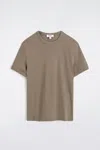 Cos Slim Ribbed Cotton T-shirt In Brown