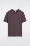 Cos Slim Ribbed Cotton T-shirt In Brown