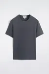 Cos Slim Ribbed Cotton T-shirt In Grey In Gray