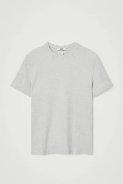 Cos Slim Ribbed T-shirt In Grey