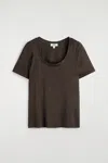 Cos Slim Silk T-shirt In Brown