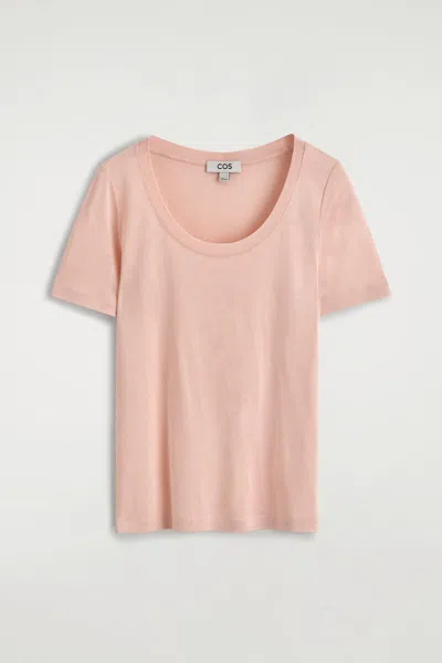 Cos Slim Silk T-shirt In Pink