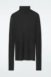 Cos Slim Silk Turtleneck Top In Black