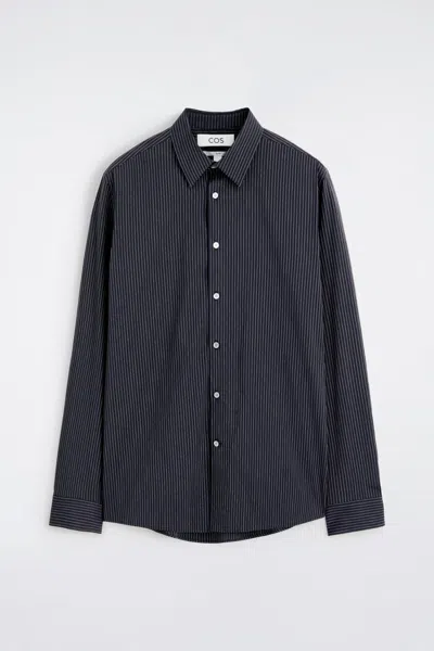 Cos Slim Tailored Cotton-poplin Shirt In Navy In Blue