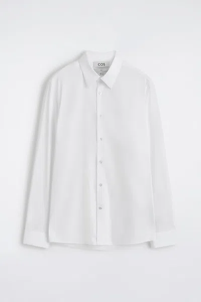 Cos Slim Tailored Cotton-poplin Shirt In White