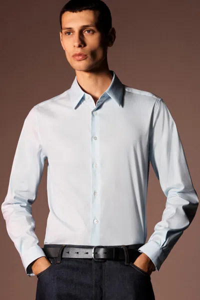 Cos Slim Tailored Poplin Shirt In Blue
