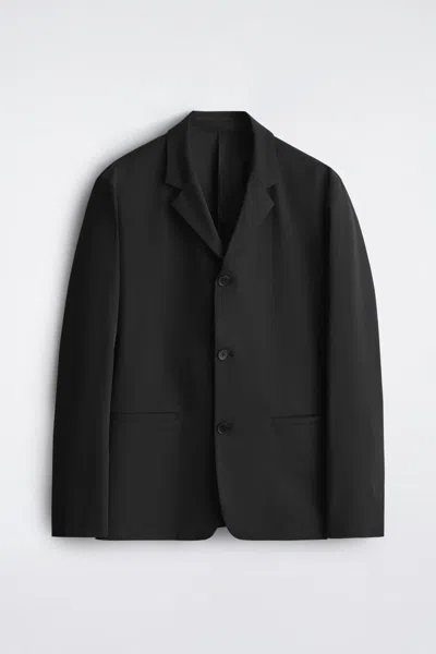Cos Slim Unstructured Twill Blazer In Black