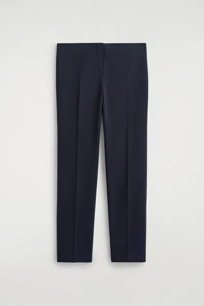 Cos Slim Wool-blend Trousers In Blue