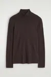 Cos Slim Wool-jersey Roll Neck Top In Brown