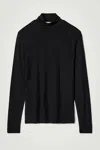 Cos Slim Wool-jersey Rollneck Jumper In Black