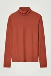 Cos Slim Wool-jersey Rollneck Jumper In Orange