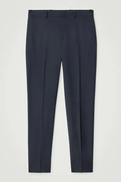 Cos Slim-fit Wool Trousers In Blue