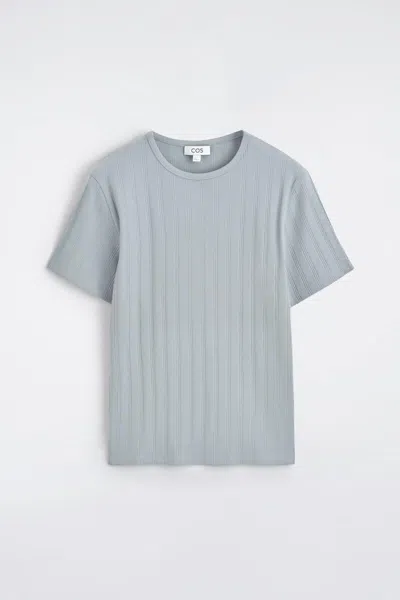 Cos T-shirt Slim En Coton À Côtes Larges In Gris In Gray