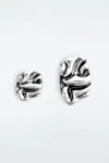 Cos Small Scrunched Mismatched Earrings In Metallic