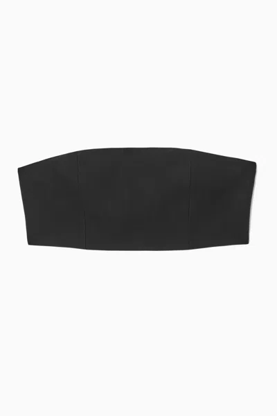 Cos Smocked Linen-blend Bustier In Black
