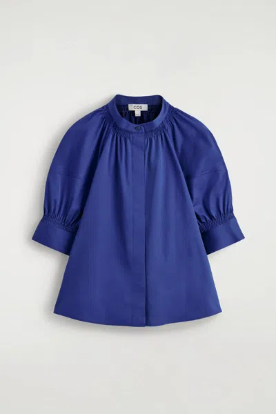Cos Blusa Con Maniche A Sbuffo E Dettagli Punto Smock In Blue