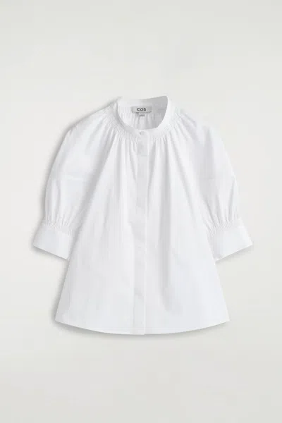 Cos Blusa Con Maniche A Sbuffo E Dettagli Punto Smock In White