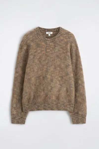 Cos Space-dyed Mohair-blend Crew-neck Sweater In Brown