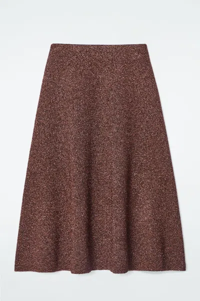 Cos Sparkly Merino Wool Midi Skirt In Brown Medium Dusty