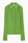 Cos Sparkly Ribbed-knit Shirt In Green