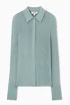 Cos Sparkly Ribbed-knit Shirt In Turquoise