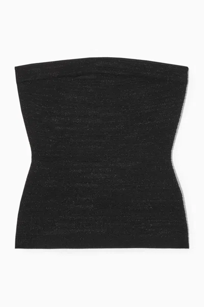 Cos Sparkly Textured Bandeau In Black