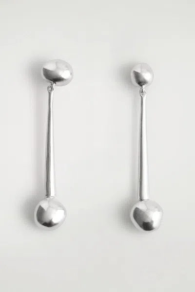 Cos Sphere Drop Earrings In Silver-coloured