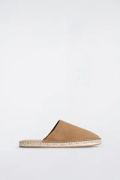 Cos Split Suede Espadrille Mules In Brown