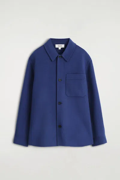 Cos Split Wool Overshirt In Blue
