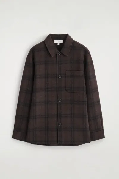 Cos Split Wool Overshirt In Red In Brown
