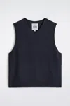 Cos Split Wool V-neck Vest In Blue