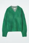 Cos Spray-effect Mohair V-neck Jumper In Green