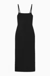 Cos Square-neck Knitted Slip Dress In Black