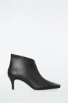 Cos Square-toe Leather Ankle Boots In Black