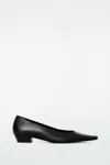 Cos Square-toe Leather Court Shoes In Black