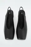 Cos Square-toe Leather Heeled Ballet Pumps In Black