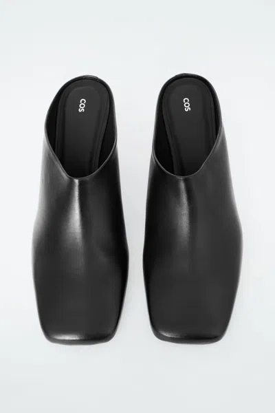 Cos Square-toe Leather Mules In Black