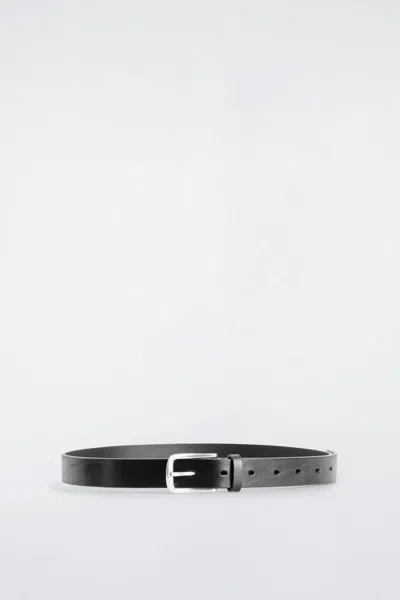 Cos Square-buckle Leather Belt In Noir