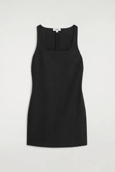 Cos Square-neck Crepe-jersey Dress In Black