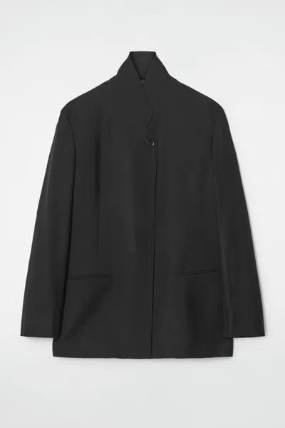 Cos Stand-collar Wool Blazer In Black