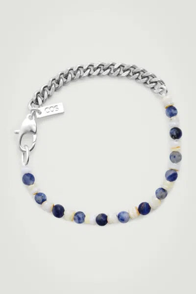 Cos Stone And Shell Chain Bracelet In Blue